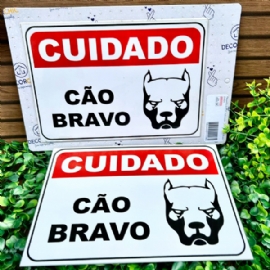 PLACA PVC CUIDADO CAO BRAVO DECORCHIC
