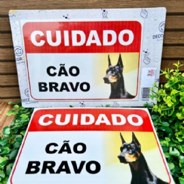 PLACA PVC CUIDADO CAO BRAVO DECORCHIC