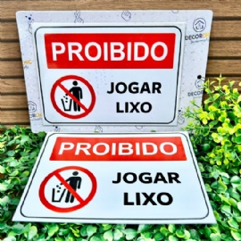 PLACA PVC PROIBIDO JOGAR LIXO DECORCHIC